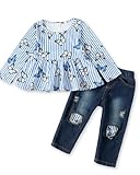 NZRVAWS Toddler Girl Clothes 3T 4T Baby Girl Outfit Fuffle Top Stripe Long Pant Fall Winter