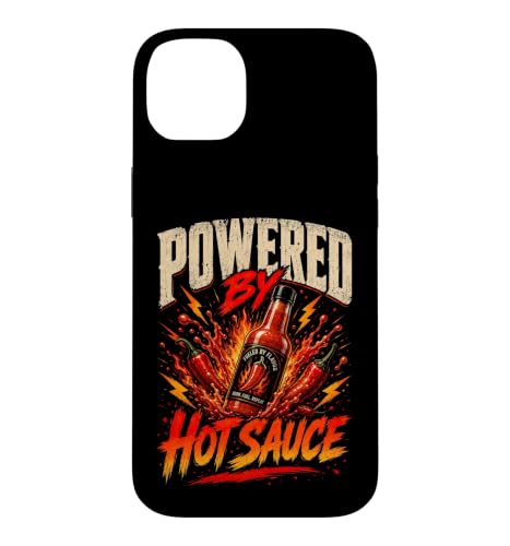 Powered By Hot Sauce Funny Hot Sauce Saying Humor Joke Gag �X�}�z�P�[�X iPhone 14 Plus �p
