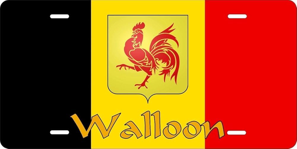 Ingzzaac Metalsigna4095 Walloon Flag License Plate Personalized Car Bike Moped Motorcycle License Plate 6X12 Inches