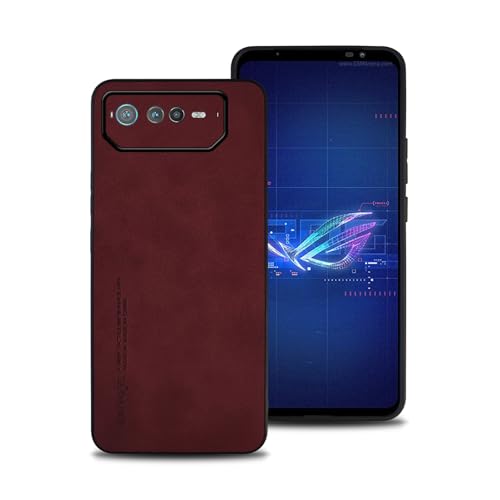 shamdspopu Funda para ASUS ROG Phone 6, TPU Combinado con Superficie de Piel cómoda, Lujosa, Resistente a los Golpes, Resistente a los arañazos y Resistente, [Rojo]