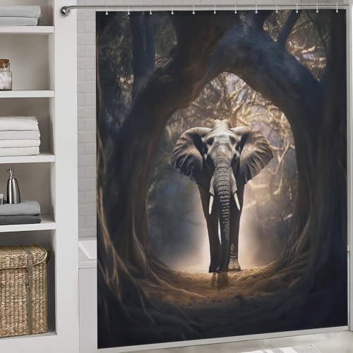 Rideau de douche imperméable en polyester lavable ElephFourmi 183x183 cm - 2