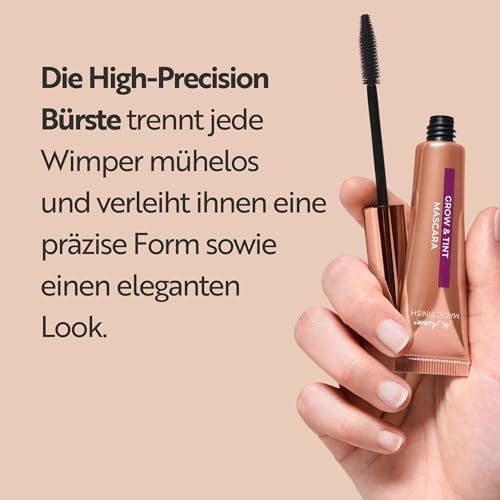 M. Asam MAGIC FINISH Grow & Tint Mascara Deep Black (12ml) – Mascara mit Wachstumsserum & Tönungseffekt, Wimpernpflege für mehr Länge & Volumen, Für definierte & natürlich dunklere Wimpern, Vegan