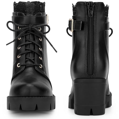 Perphy Platform Heel Lace Boot Chunky Heels Combat Boots for Women3