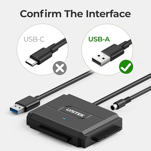 Image of Unitek SATA /IDE to USB 3.0 Adapter, Hard Drive Adapter for Universal 2.5 inch /3.5 inch Inch IDE and SATA External HDD /SSD with 12V 2A Power Adapter, Support 24TB