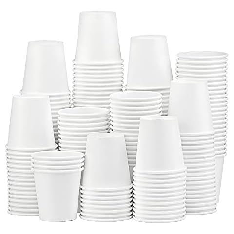 Giwrmu 200 Pack 3oz Paper Cups White for Bathroom, Disposable Mouthwash Paper Cups, Espresso Paper Cups, 3 oz Paper Cups for Espresso and Mouthwash Cover