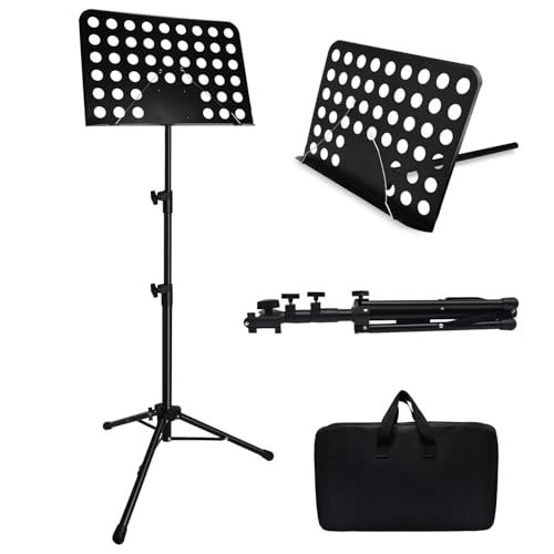 57IN Sheet Music Stand, Tall Music Stand for Sheet Music High Stability, Adjustable Portable Music Stand with Carrying Bag for Guitar, Violin, Ukulele (33-57IN-B)