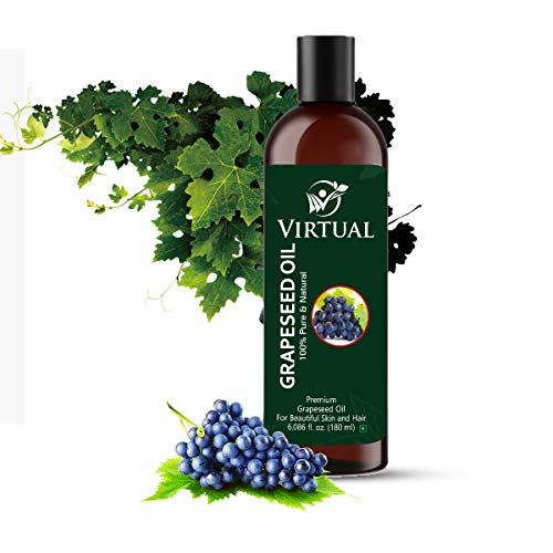 Image of VIRTUAL 100% Pure Grapeseed Oil For Hair Growth, Skin Tightening, Face Massage, Acne Cold Pressed Natural Oil for Multipurpose Use (180ml)