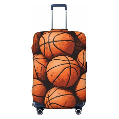 Basketballs In Orange Luggage Covers For Suitcase Travel Suitcase Cover Protector Scratch-Resistant Covers For 22-24 Inch Luggages M
