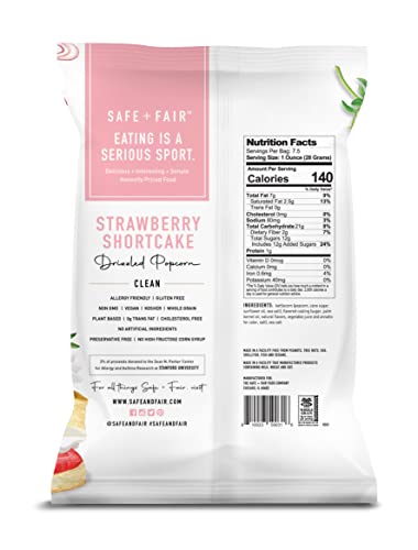 Plant-Based Gourmet Strawberry Flavored Popcorn - Safe + Fair Strawberry Shortcake Drizzled Kettle Corn Popcorn - Non-Gmo + Gluten-Free Snacks (7.5Oz Bag) - 1 Each #TOP1