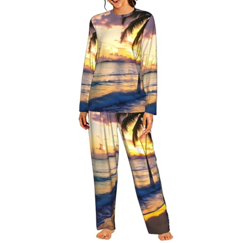 Pyjama jamaïcain femme ensemble de nuit élastique manches longues