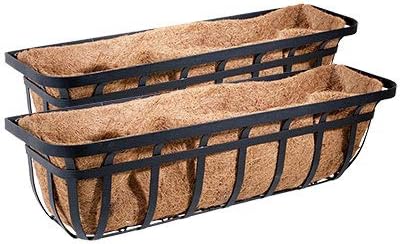 Panacea 88557 Flat Iron Series Planter Boxes, Black, 30" L, Pack of 2