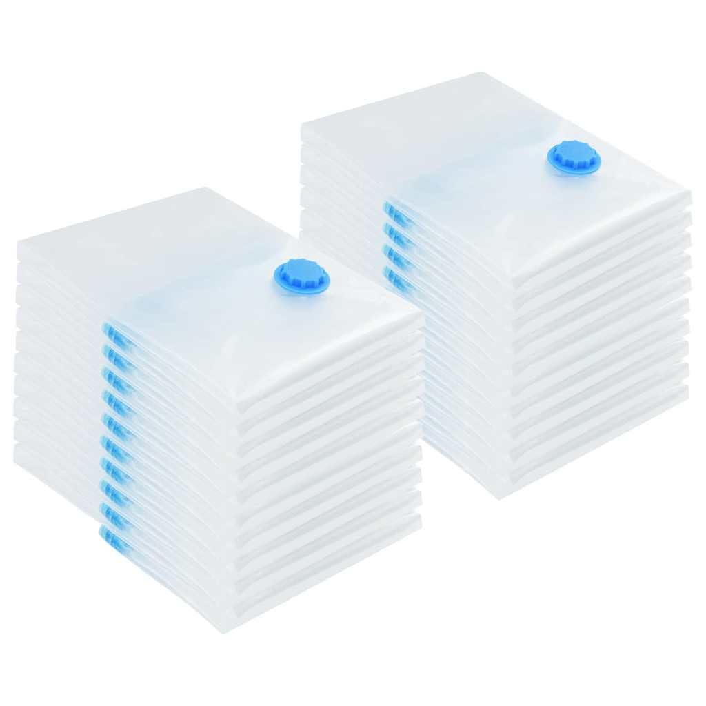 Juego de 20 bolsas de vacío de 70 x 50 cm para ahorrar espacio para guardar ropa y ropa de cama, reutilizables, color azul transparente