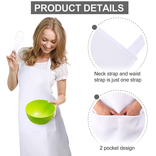 Tarpop 24 Pack Bib Aprons Unisex Commercial Apron Resistant Apron Kitchen Bbq Crafting Aprons For Women Men Chef (White) #TOP2