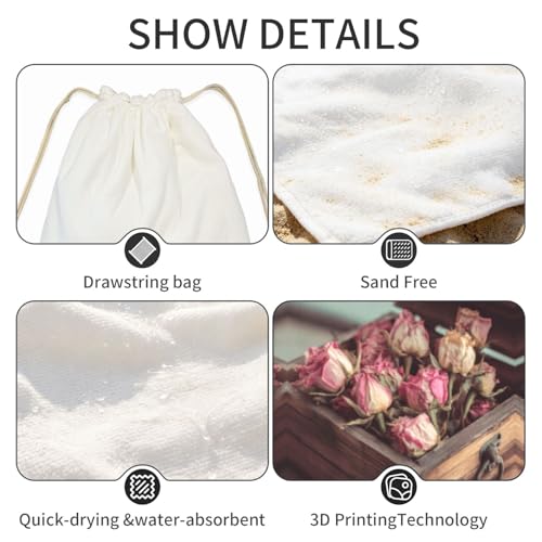 Serviette de plage imprimée rose séchée double fonction ultra légère