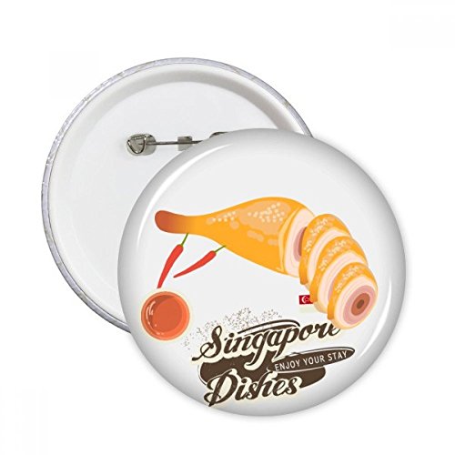 Badge bouton rond poulet Singapour Hainanese XL pour masquer un accroc ou décorer un sac