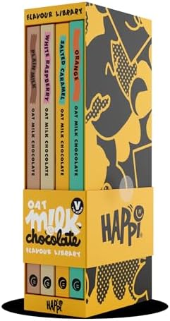 Happi Vegan Chocolate Gifts Oat Milk Chocolate Library - 4 x 80g Bar Vegan Chocolate Selection Box