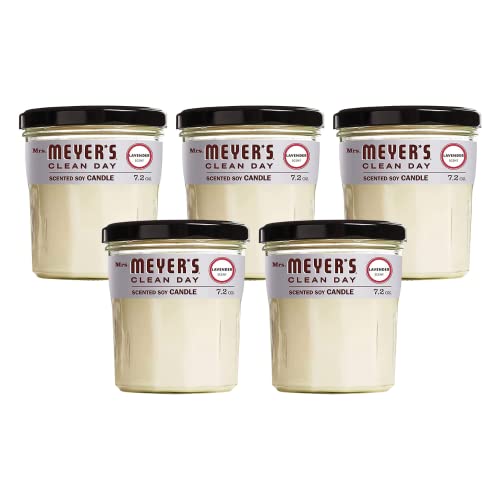 Mrs. Meyer's Scented Soy Aromatherapy Candle, 35 Hour Burn Time, Made with Soy Wax, Lavender, 7.2 Ounce (Pack of 5)