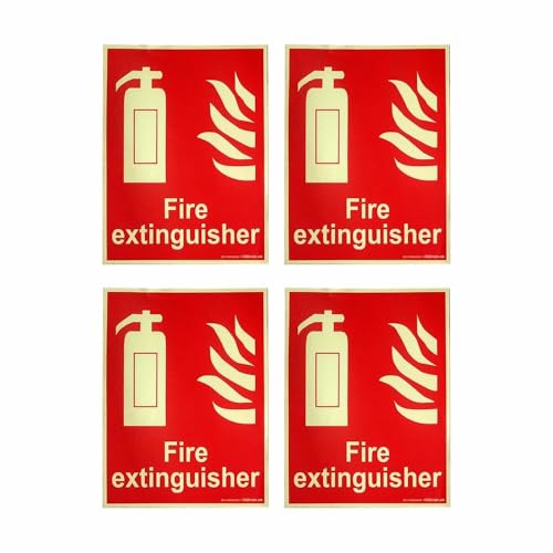 GADGETS WRAP Glow in The Dark Fire Extinguisher Fire Equipment Self Adhesive Vinyl Sticker Sign for...