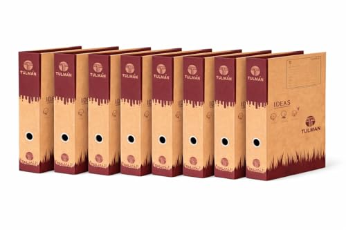 Image of TULMAN Lever Arch Binder Box File Folder (Pack of 8) | A4 & Legal Size Document Organizer | 35 x 9 x 28 cm Khakhi Certificate Holder | Heavy Duty Office & School File Storage