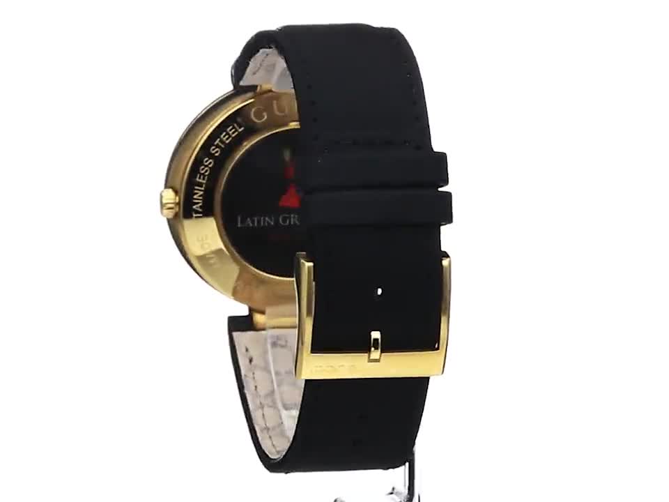 Gucci - Reloj para hombre de piel auténtica de cuarzo suizo