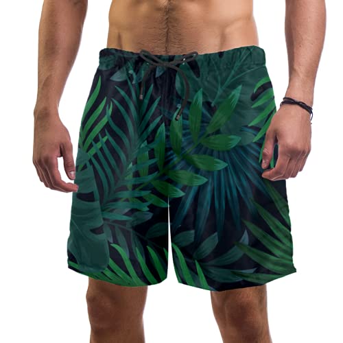 Bañador para hombre con hojas oscuras para natación y surf