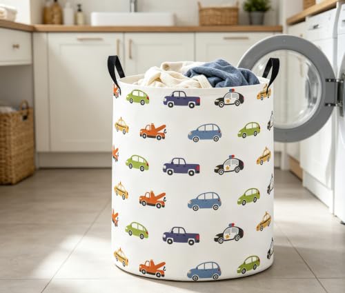 Image of Baby Laundry Basket Baby Nursery Hamper Kids Laundry Basket Toy Storage Bin for Boys Room Decor Gift Baskets for Bedroom Bathroom(Car)