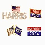 Kamala Harris Merch　4pcs Different Design Harris Pin Lapel Brooch Memorabilia Gift for 2024 United States Presidential Election