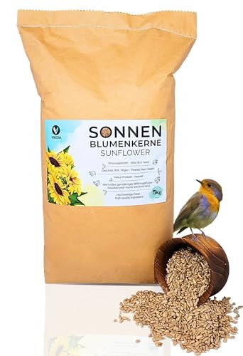 Preisvergleich Produktbild Venitera Sonnenblumenkerne geschält 5kg frisches Vogelfutter Wildvögel Ganzjährig Futter - natürliches Vogelfutter Sonnenblumenkerne reich an Fetten und Eiweißreiches