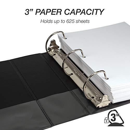 Image of Samsill Durable 3 inch 3 Ring Binder, D Ring Binder, 100% Recycled Chipboard, Black, 4 Pack