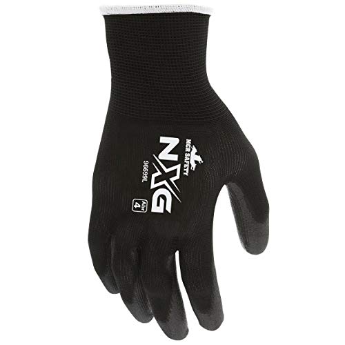 Memphis Glove Mcr Safety Work Gloves 13 Gauge Black Nylon Shell, Black Polyurethane Palm And Fingers, 9669 (12 Pair) (Xl) #TOP2
