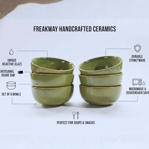 Image of Freakway Dinner Bowls, Green Ceramic, Set of 6