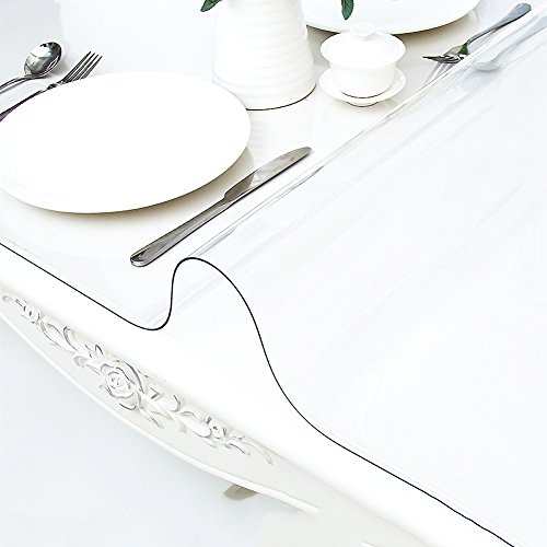 SANDM Mantel PVC Resistente al Agua, Vidrio Blando Anti-Oil Estera de plástico Transparente Tapete de Mesa Almohadilla de Mesa Manteles para mesas rectangulares-A 60X120cm(24x47inch)