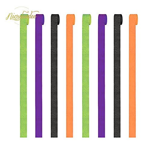 Nicrolandee Halloween Party Supplies - 8 Rolls Black Orange Crepe Paper Streamers Tassels Streamer Paper For Halloween Theme Party, Horror Party, Birthday, Home Party Backdrop Decorations, 82Ft Long #TOP1