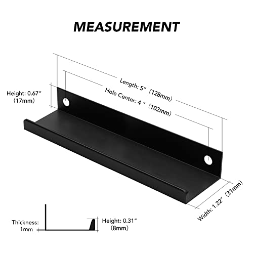 Image of Ravinte 30 Pack Finger Pulls for Cabinets 128mm /5 Length Black Edge Pulls | 102mm /4 inch Hole Center Concealed Handles, Tab Handle Profile, Minimal Look, For Kitchen Drawers Tab Handle