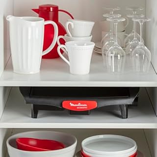 Moulinex Plancha Accessimo, Barbecue électrique d’intérieur, 1800 W, Revêtement antiadhésif, Format compact, Bac de récupération des jus, Thermostat réglable CB560811, Noir, Rouge