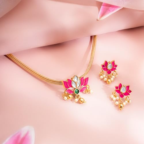 Image of Rubans Necklace Set Gold Plated Traditional Stylish Jewellery Gift for Women & Girls