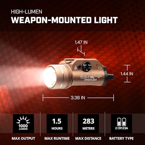 Streamlight 69267 TLR-1 HL 1000-Lumen 20000 Candela Rail-Mounted Tactical Weapon Light with Specific Compatibility Rail Locating Keys, Flat Dark Earth Brown by Streamlight - Image 4