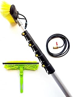 24ft Water Fed Window Cleaning Pole Conservatory Solar panel Extension Extendable Extended Telescopic Brush Squeegee Equipment Hose Fed Kit.