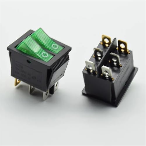 Interruptor KCD8 16A de alta capacidad con doble piloto luminoso verde ON-OFF 2 piezas