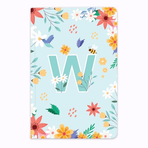 Image of Initial W Premium Soft Bound Notebook Diary for Girls and Women (B6, 90 GSM, 160 Ruled Pages) Floral Design Notebook Journal Diary