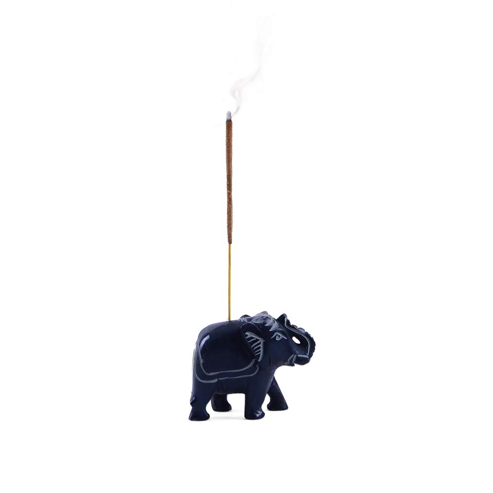 Incense Holder Blue Elephant Fair Trade Softstone 6 x 6 cm