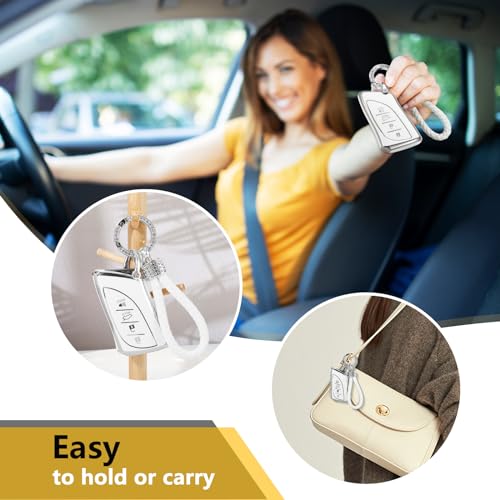 Image of Car Key Fob Cover for Lexus, Rhinestone Loop Case, Silver-Edge