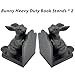 SUYAUU Decorative Bookends for Shelf, Cast Iron Cute Rabbit Bookshelf, Bunny Heavy Duty Book Stands Vintage Antique Shelf Decor for Reading Enthusiasts 2 Pcs, Pure Black