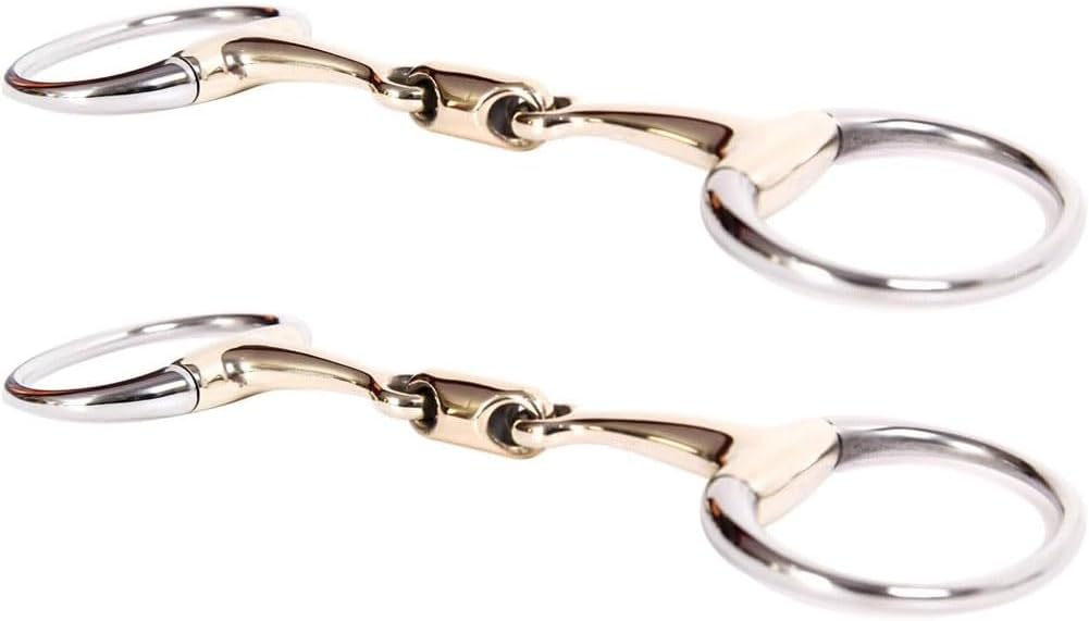 Juhua 5" Horse Tack Bit with Chain Low Port Mouth Stainless Steel Horse Chewing Mouth Roller - 2PCS
