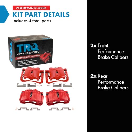 Image of TRQ Brake Caliper Set Performance Front & Rear Compatible with 02-06 Cadillac 00-06 Chevrolet GMC