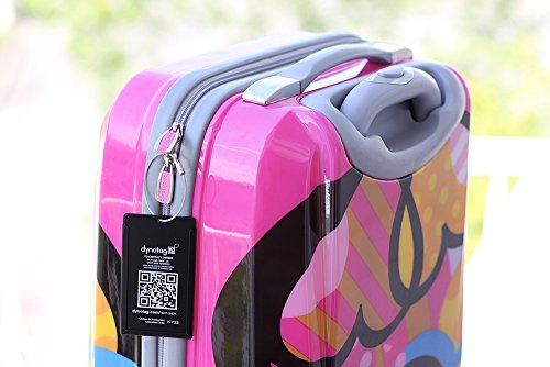 Dynotag Web Enabled Smart Aluminum Convertible Luggage ID Tag + Braided Steel Loop, with DynoIQ & Lifetime Recovery Service (Midnight Black)