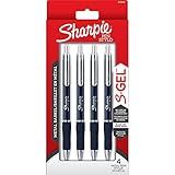 Sharpie S-Gel, Gel Pens, Sleek Metal Barrel, Midnight Blue, Medium Point (0.7mm), Black Ink, 4 Count