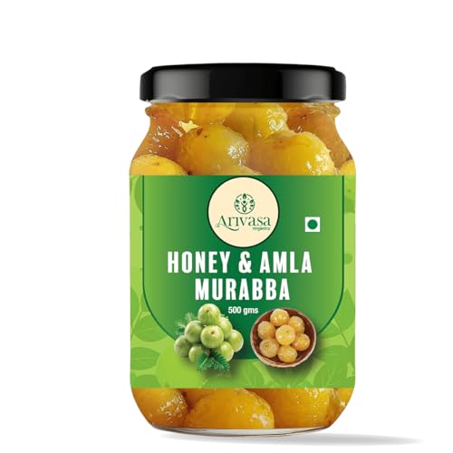 Image of Arivasa Organics Amla Murabba with Honey (500g) Natural & Fresh Indian Gooseberry Marmalade | Healthy & Sweet Snack for Digestion, Immunity & Overall Well-Being (No Artificial Preservatives or Flavors)