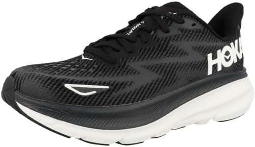Hoka Clifton 9 Tênis feminino, preto/branco, 40 largo, Preto