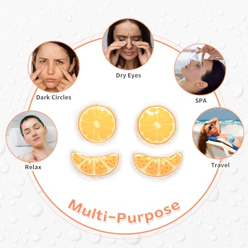 Image of 4PCS Gel Eye Ice Pack Set, Cold & Hot Compress, Reusable Cooling Gel Pads for Strain Relief, Relaxation, SPA and sleep(Oranges)
